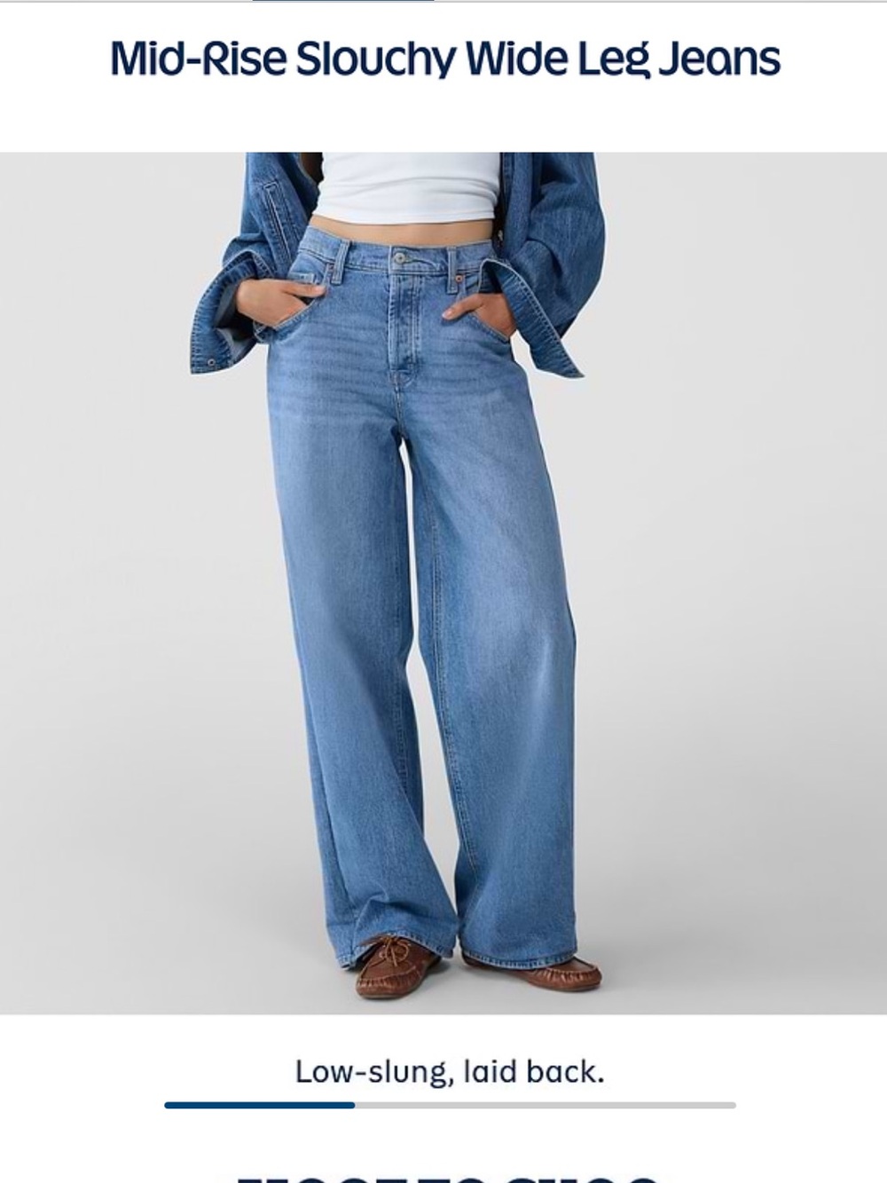 Old Navy Mid-Rise Slouchy Wide Leg. 10 Tall. Medium Wash.